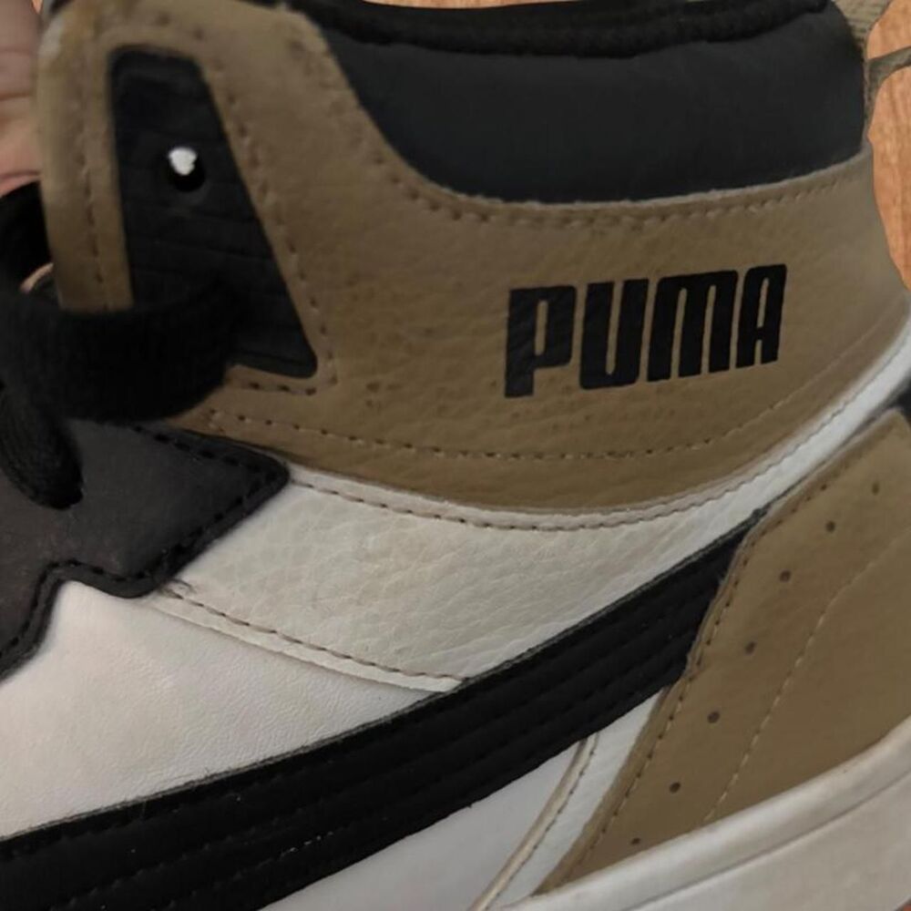Puma Men's Rebound Joy High Top Sneakers White Black Beige 374765-32 Size 8 - Picture 6 of 8